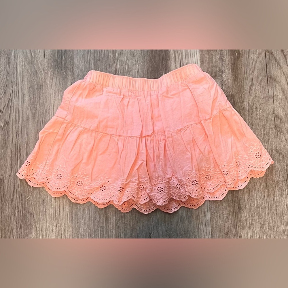 Girls Oshkosh B'Gosh Peach Skirt With Eyelet Accent and Hidden Shorts -Size 6/6X